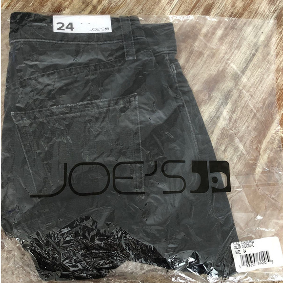 Joe's Jeans High Rise Vintage Shorts Cut Off Raw Hem Overdrive Black NWT Size 24 - Picture 2 of 7